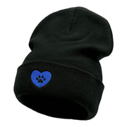 Pet Paw Love Embroidered Long Knitted Beanie