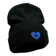 Pet Paw Love Embroidered Long Knitted Beanie