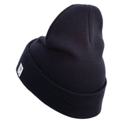 2nd Marine Division Retired Logo Embroidered 12 Inch Solid Knit Cuff Long Beanie Made in USA - Navy OSFM