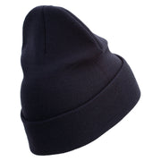 2nd Marine Division Retired Logo Embroidered 12 Inch Solid Knit Cuff Long Beanie Made in USA - Navy OSFM