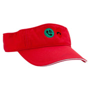 Phone Calling Embroidered Pro Style Cotton Twill Washed Visor - Red-White OSFM