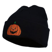 Halloween Evil Jack o Lantern Embroidered Long Beanie