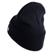 USSF Gold Letter Logo Embroidered 12 Inch Solid Knit Cuff Long Beanie Made in USA - Navy OSFM