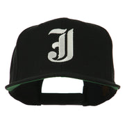 Old English J Embroidered Flat Bill Cap