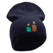 Made in USA Party Candles Embroidered 8 Inch Solid Knit Short Beanie - Navy OSFM