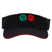 Phone Calling Embroidered Pro Style Cotton Twill Washed Visor - Black-Red OSFM