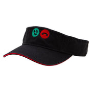 Phone Calling Embroidered Pro Style Cotton Twill Washed Visor - Black-Red OSFM