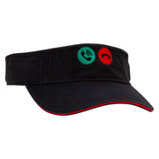 Phone Calling Embroidered Pro Style Cotton Twill Washed Visor - Black-Red OSFM