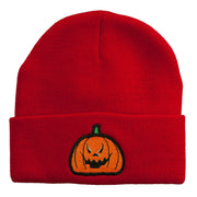 Halloween Evil Jack o Lantern Embroidered Long Beanie