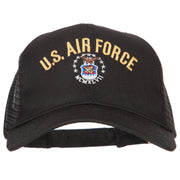 US Air Force Logo Embroidered Solid Cotton Mesh Pro Cap