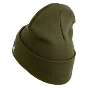 USSF Gold Letter Logo Embroidered 12 Inch Solid Knit Cuff Long Beanie Made in USA - Olive OSFM