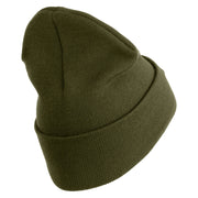 USSF Gold Letter Logo Embroidered 12 Inch Solid Knit Cuff Long Beanie Made in USA - Olive OSFM