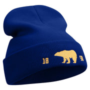 1850 California Bear Embroidered 12 Inch Long Knitted Beanie - Royal OSFM