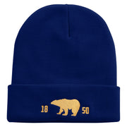 1850 California Bear Embroidered 12 Inch Long Knitted Beanie - Royal OSFM