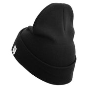 2nd Marine Division Retired Logo Embroidered 12 Inch Solid Knit Cuff Long Beanie Made in USA - Black OSFM