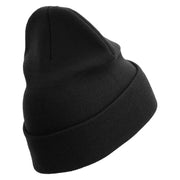 2nd Marine Division Retired Logo Embroidered 12 Inch Solid Knit Cuff Long Beanie Made in USA - Black OSFM