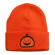 Halloween Evil Jack o Lantern Embroidered Long Beanie