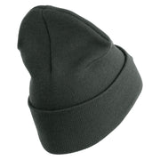 USSF Gold Letter Logo Embroidered 12 Inch Solid Knit Cuff Long Beanie Made in USA - Graphite OSFM