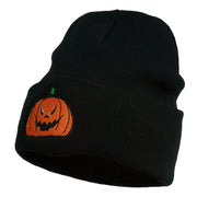 Halloween Evil Jack o Lantern Embroidered Long Beanie