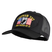 Vietnam Vet POW MIA and Proud of It Patched Solid Cotton Twill 5 panel Mesh Back Cap - Black OSFM
