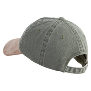 Graffiti Embroidered Suede Bill Washed Pigment Dyed Cap - Olive-Tan OSFM