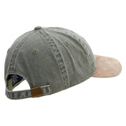 Graffiti Embroidered Suede Bill Washed Pigment Dyed Cap - Olive-Tan OSFM