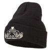 Glitter Tiara Embroidered Knitted Long Beanie