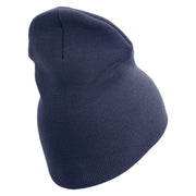 2nd Marine Division Retired Symbol Embroidered 8 Inch Solid Knit Short Beanie Made in USA - Navy OSFM