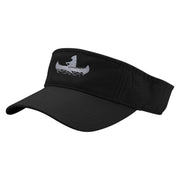 Bear Rides a Canoe Embroidered Pro Style Cotton Twill Washed Visor - Black OSFM