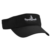 Bear Rides a Canoe Embroidered Pro Style Cotton Twill Washed Visor - Black OSFM