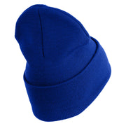 U.S. Air Force Roundel Logo Embroidered 12 Inch Solid Knit Cuff Long Beanie Made in USA - Royal-Blue OSFM