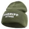 Made in USA Sheriff Retired Logo 12 Inch Solid Knit Cuff Long Beanie - Olive OSFM