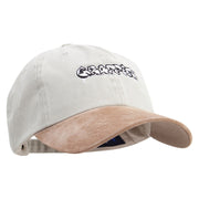 Graffiti Embroidered Suede Bill Washed Pigment Dyed Cap - Beige-Tan OSFM