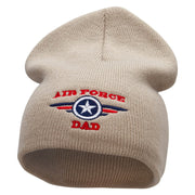 Made in USA Air Force Dad Embroidered 8 Inch Short Beanie - Stone OSFM