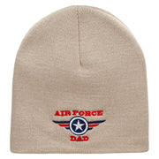 Made in USA Air Force Dad Embroidered 8 Inch Short Beanie - Stone OSFM