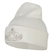 Glitter Tiara Embroidered Knitted Long Beanie