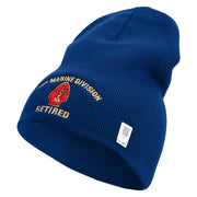 2nd Marine Division Retired Symbol Embroidered 8 Inch Solid Knit Short Beanie Made in USA - Royal-Blue OSFM