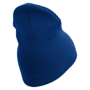 2nd Marine Division Retired Symbol Embroidered 8 Inch Solid Knit Short Beanie Made in USA - Royal-Blue OSFM