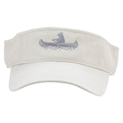 Bear Rides a Canoe Embroidered Pro Style Cotton Twill Washed Visor - Stone OSFM