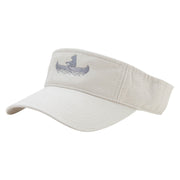 Bear Rides a Canoe Embroidered Pro Style Cotton Twill Washed Visor - Stone OSFM