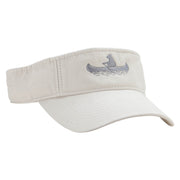 Bear Rides a Canoe Embroidered Pro Style Cotton Twill Washed Visor - Stone OSFM