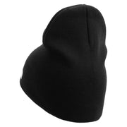 Licensed Star US Army Retired Military Embroidered 8 Inch Solid Knit Short Beanie Made in USA - Black OSFM