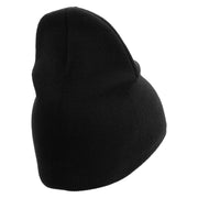 Licensed Star US Army Retired Military Embroidered 8 Inch Solid Knit Short Beanie Made in USA - Black OSFM