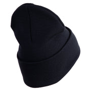 U.S. Air Force Roundel Logo Embroidered 12 Inch Solid Knit Cuff Long Beanie Made in USA - Navy OSFM