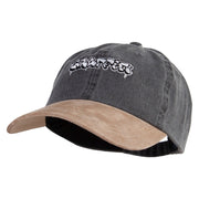 Graffiti Embroidered Suede Bill Washed Pigment Dyed Cap - Black-Tan OSFM