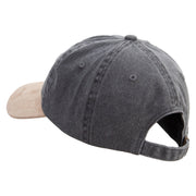 Graffiti Embroidered Suede Bill Washed Pigment Dyed Cap - Black-Tan OSFM