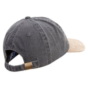 Graffiti Embroidered Suede Bill Washed Pigment Dyed Cap - Black-Tan OSFM