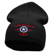 Made in USA Air Force Dad Embroidered 8 Inch Short Beanie - Black OSFM