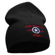 Made in USA Air Force Dad Embroidered 8 Inch Short Beanie - Black OSFM