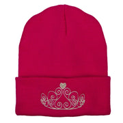 Glitter Tiara Embroidered Knitted Long Beanie